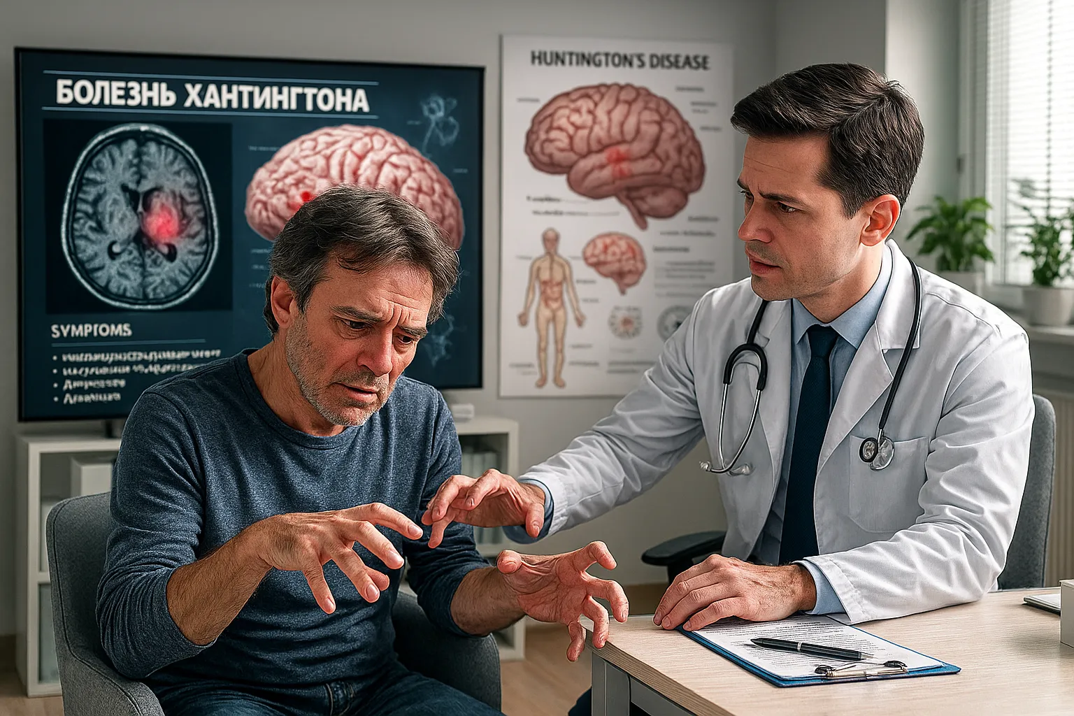 Иллюстрация болезни Хантингтона и Баттена у пациентов